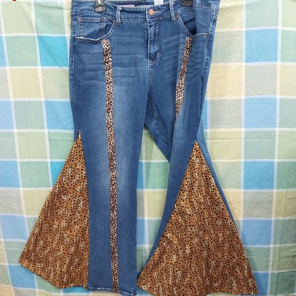 handmade Denim - 2529 Jeaniemade Size 20 Time And Tru Stretch Upcycled Bell-Bottoms
